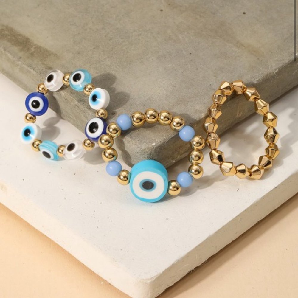 Evil Eye Beaded Ring Set
